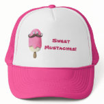 Pink Ice Cream with Mustaches - custom txt - Mesh Hat