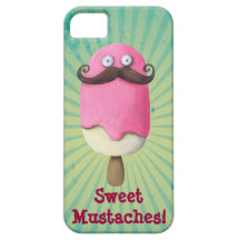 Pink Ice Cream with Mustaches iPhone 5 Covers