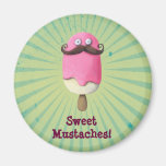 Pink Ice Cream with Mustaches Magnet