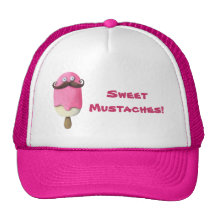 Pink Ice Cream with Mustaches Mesh Hat