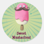 Pink Ice Cream with Mustaches Sticker