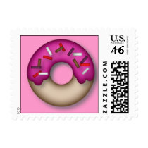 Pink Icing Donut Postage Stamp