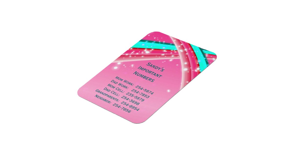 pink-important-phone-numbers-magnet-zazzle