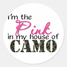 Pink In My House Of Camo Round Sticker