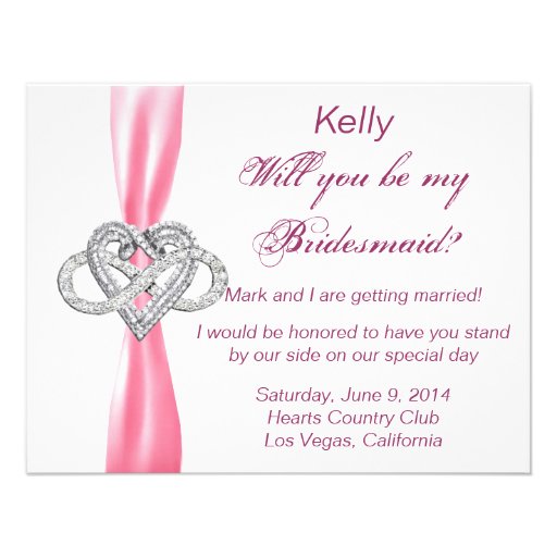 Pink Infinity Heart Bridesmaid Card