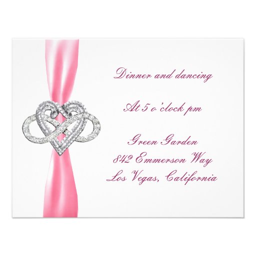 Pink Infinity Heart Wedding Reception Card