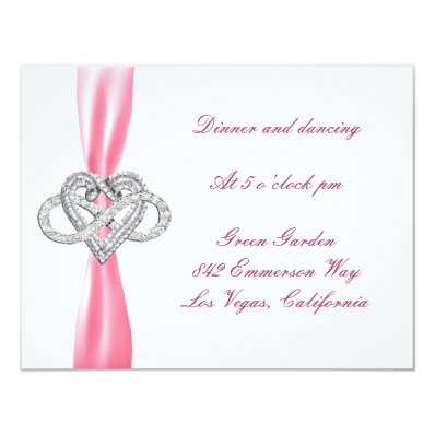 Pink Infinity Heart Wedding Reception Card Custom Invites
