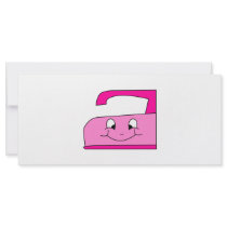 Pink Iron Cartoon. On White. Rack Card Design