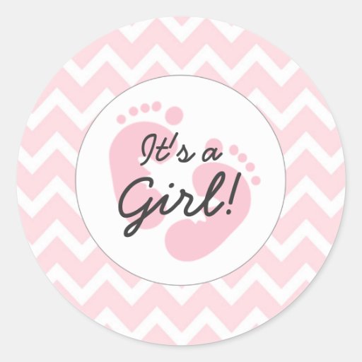 pink it's a girl baby shower envelope seals classic round sticker Zazzle