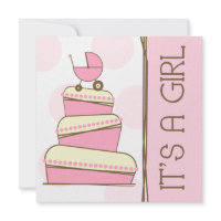 Pink "It's A Girl" Baby Shower Invitation