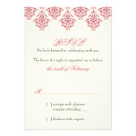 Pink Ivory Arabesque Damask Floral Wedding RSVP Custom Invitations