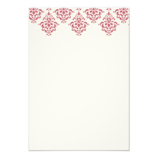 Pink Ivory Arabesque Damask Floral Wedding RSVP Custom Invitations