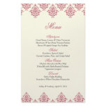Pink Ivory Damask Arabesque Wedding Menu Card Custom Flyer