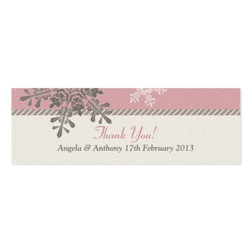 Pink Ivory Snowflake Winter Wedding Favor Tags Business Card Template (front side)