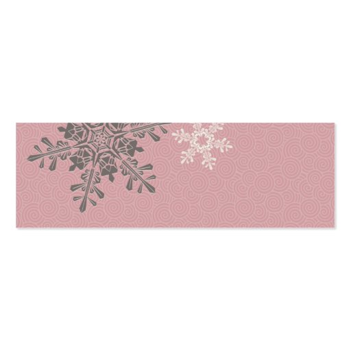 Pink Ivory Snowflake Winter Wedding Favor Tags Business Card Template (back side)