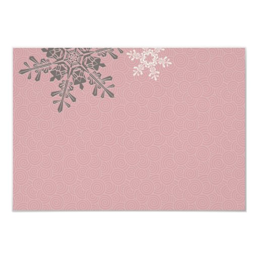 Pink Ivory Snowflake Winter Wedding Reply Card