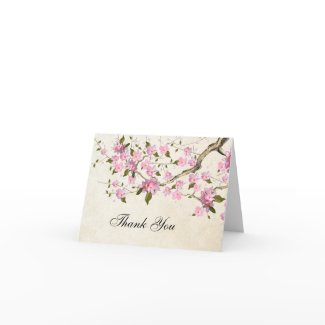 Pink Japanese Cherry Blossoms Thank You Cards card