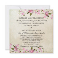 Pink Japanese Cherry Blossoms Wedding invitation