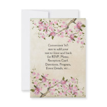 Pink Japanese Cherry Blossoms Wedding Custom Announcement
