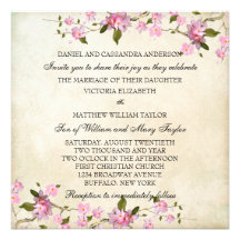 Pink Japanese Cherry Blossoms Wedding Personalized Announcement