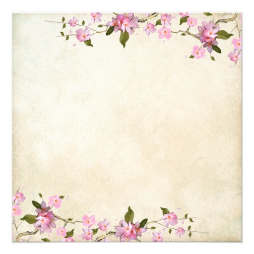 Pink Japanese Cherry Blossoms Wedding Personalized Announcement