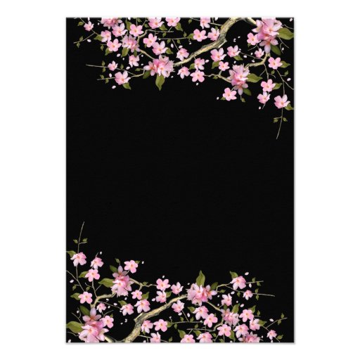 Pink Japanese Cherry Blossoms Wedding Personalized Invitations