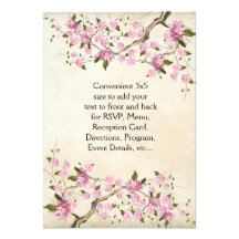 Pink Japanese Cherry Blossoms Wedding Custom Announcement