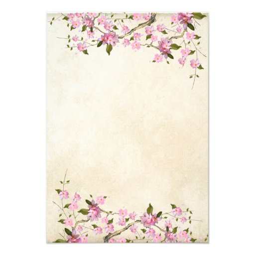 Pink Japanese Cherry Blossoms Wedding Custom Announcement