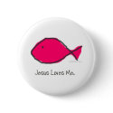 Pink Jesus Fish buttons
