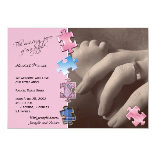 Pink Jigsaw Puzzle Photo Baby Announcement Zazzle