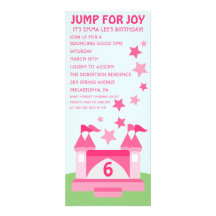 Pink Jump for Joy Bounce House Birthday Invitation