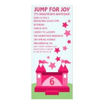 Pink Jump for Joy Bounce House Birthday Invitation