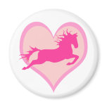 Pink Jumping Pony and Heart Fridge Magnets