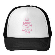 Pink Keep Calm And Carry On Hats