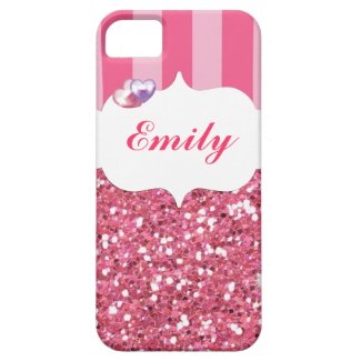 girly-custom-pink-glitter-iphone5-case Pink Keep Calm and Sparkle On IPhone5 Case iPhone 5 Case