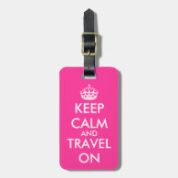 Pink keep calm luggage tag | Personalizable