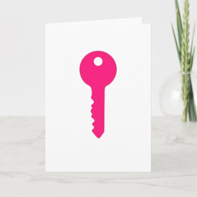Pink Key Greeting Cards