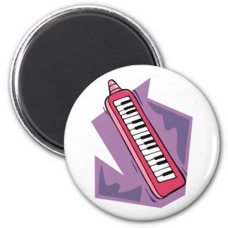 Pink Keytar portable 80s keyboard piano graphic magnet