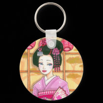 Pink Kimono Keychain, Maiko Geisha Art