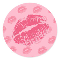Pink Kiss Round Sticker