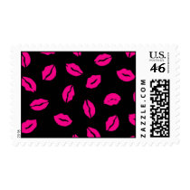 Pink kisses pattern postage stamps