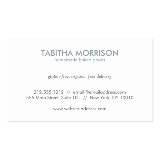 Pink Kitchen Collage with Rustic Gray Logo Bakery Business Cards (back side)