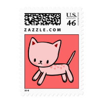 Pink Kitty Doodle Art Postage stamps