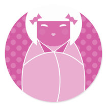 Pink Kokeshi Doll Pop Art stickers by megakawaii Pink Kokeshi Doll Pop Art stickers