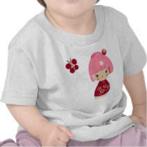 Pink Kokeshi Triplet Baby Tee t-shirts