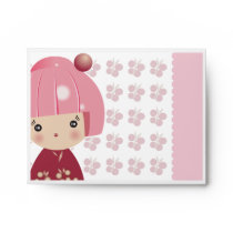 Pink Kokeshi Triplet Envelope envelopes