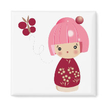 Pink Kokeshi Triplet magnets