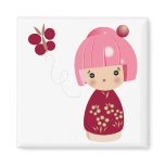 Pink Kokeshi Triplet Magnet magnets