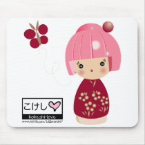 Pink Kokeshi Triplet Mouse Pad mousepads