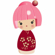 Pink Kokeshi Triplet photo sculptures